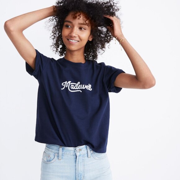 Madewell Embroidered Madewell Easy Crop Tee - Picture 1 of 5